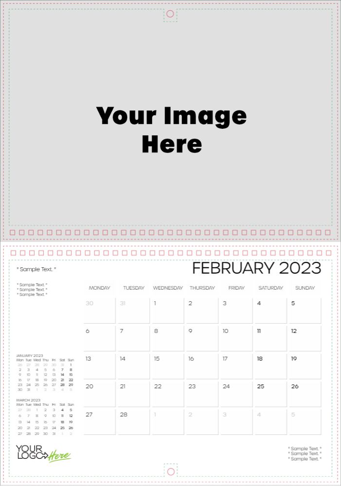 Double page wall calendar printing