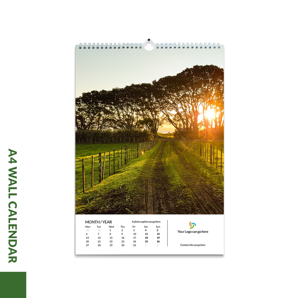 A4 Wall Calendar - 210mm x 297mm - 12 months with front & rear cover