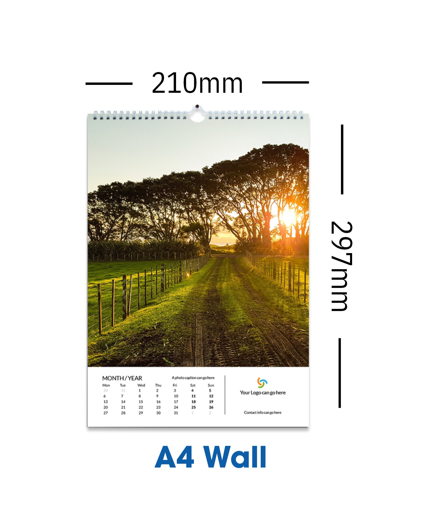 A4 Wall Calendar - 12 months with no covers