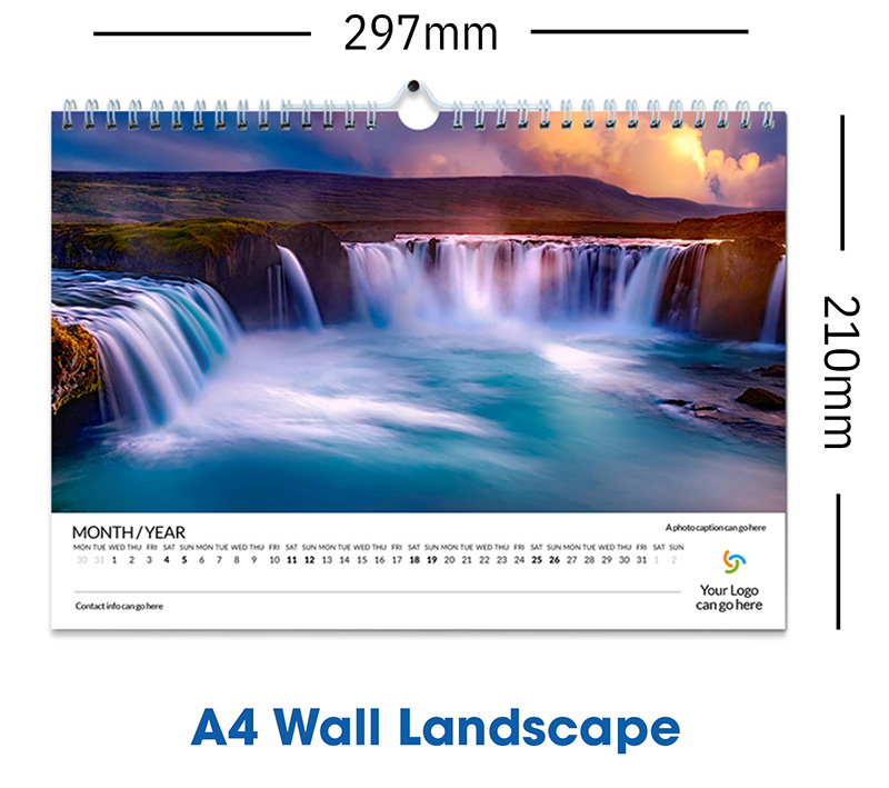 A4 Wall Calendar - 12 months with front cover